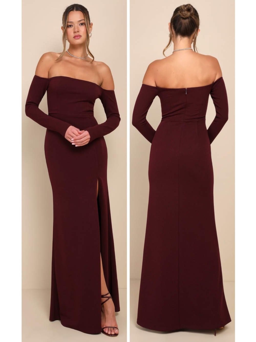 Lulus Alluring Sophistication Dark Plum Off-the-Shoulder Maxi Dress Size Large